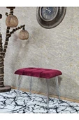 Metal Krom Tel Ayaklı 60 cm Puf Bench - Puf - Bench - Oturak - Mutfak Oturağı - Antre Oturağı Bordo Renk 60 x 40 Boyut/Ebat thumbnail 1
