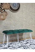 Metal Beyaz Tel Ayaklı 100 cm Puf Bench - Puf - Bench - Oturak - Mutfak Oturağı - Antre Oturağı Yeşil Renk 100 x 40 Boyut/Ebat thumbnail 3