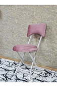 Beyaz Boyalı Katlanır Tabure - Kamp Sandalyesi - Sandalye - Mutfak Taburesi - Tabure Pembe Renk 36 x 80 Boyut/Ebat thumbnail 3