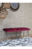 Metal Krom Tel Ayaklı 100 cm Puf Bench - Puf - Bench - Oturak - Mutfak Oturağı - Antre Oturağı Bordo Renk 100 x 40 Boyut/Ebat thumbnail 3
