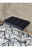 Metal Krom Tel Ayaklı 60 cm Puf Bench - Puf - Bench - Oturak - Mutfak Oturağı - Antre Oturağı Füme Renk 60 x 40 Boyut/Ebat thumbnail 4