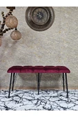 Metal Siyah Tel Ayaklı 100 cm Puf Bench - Puf - Bench - Oturak - Mutfak Oturağı - Antre Oturağı Bordo Renk 100 x 40 Boyut/Ebat thumbnail 2