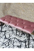 Metal Siyah Tel Ayaklı 100 cm Puf Bench - Puf - Bench - Oturak - Mutfak Oturağı - Antre Oturağı Pembe Renk 100 x 40 Boyut/Ebat thumbnail 4