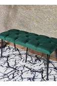 Metal Siyah Tel Ayaklı 100 cm Puf Bench - Puf - Bench - Oturak - Mutfak Oturağı - Antre Oturağı Yeşil Renk 100 x 40 Boyut/Ebat thumbnail 4