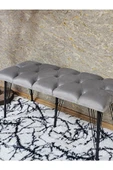 Metal Siyah Tel Ayaklı 100 cm Puf Bench - Puf - Bench - Oturak - Mutfak Oturağı - Antre Oturağı Gri Renk 100 x 40 Boyut/Ebat thumbnail 4