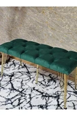 Metal Gold Tel Ayaklı 100 cm Puf Bench - Puf - Bench - Oturak - Mutfak Oturağı - Antre Oturağı Yeşil Renk 100 x 40 Boyut/Ebat thumbnail 4