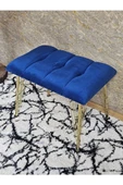 Metal Gold Tel Ayaklı 60 cm Puf Bench - Puf - Bench - Oturak - Mutfak Oturağı - Antre Oturağı Mavi Renk 60 x 40 Boyut/Ebat - 4