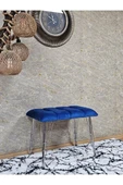 Metal Krom Tel Ayaklı 60 cm Puf Bench - Puf - Bench - Oturak - Mutfak Oturağı - Antre Oturağı Mavi Renk 60 x 40 Boyut/Ebat - 3