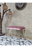 Metal Gold Tel Ayaklı 60 cm Puf Bench - Puf - Bench - Oturak - Mutfak Oturağı - Antre Oturağı Pembe Renk 60 x 40 Boyut/Ebat thumbnail 1