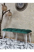 Metal Beyaz Tel Ayaklı 100 cm Puf Bench - Puf - Bench - Oturak - Mutfak Oturağı - Antre Oturağı Yeşil Renk 100 x 40 Boyut/Ebat thumbnail 1