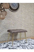 Metal Gold Tel Ayaklı 60 cm Puf Bench - Puf - Bench - Oturak - Mutfak Oturağı - Antre Oturağı Kahverengi Renk 60 x 40 Boyut/Ebat thumbnail 3