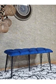 Metal Siyah Tel Ayaklı 100 cm Puf Bench - Puf - Bench - Oturak - Mutfak Oturağı - Antre Oturağı Mavi Renk 100 x 40 Boyut/Ebat thumbnail 3