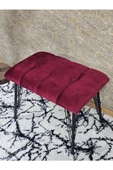 Metal Siyah Tel Ayaklı 60 cm Puf Bench - Puf - Bench - Oturak - Mutfak Oturağı - Antre Oturağı Bordo Renk 60 x 40 Boyut/Ebat thumbnail 4