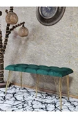 Metal Gold Tel Ayaklı 100 cm Puf Bench - Puf - Bench - Oturak - Mutfak Oturağı - Antre Oturağı Yeşil Renk 100 x 40 Boyut/Ebat thumbnail 1