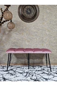 Metal Siyah Tel Ayaklı 100 cm Puf Bench - Puf - Bench - Oturak - Mutfak Oturağı - Antre Oturağı Pembe Renk 100 x 40 Boyut/Ebat thumbnail 2