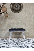Metal Beyaz Tel Ayaklı 60 cm Puf Bench - Puf - Bench - Oturak - Mutfak Oturağı - Antre Oturağı Füme Renk 60 x 40 Boyut/Ebat thumbnail 2