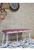 Metal Beyaz Tel Ayaklı 100 cm Puf Bench - Puf - Bench - Oturak - Mutfak Oturağı - Antre Oturağı Pembe Renk 100 x 40 Boyut/Ebat thumbnail 3
