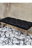 Metal Krom Tel Ayaklı 100 cm Puf Bench - Puf - Bench - Oturak - Mutfak Oturağı - Antre Oturağı Siyah Renk 100 x 40 Boyut/Ebat thumbnail 4