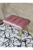 Metal Gold Tel Ayaklı 60 cm Puf Bench - Puf - Bench - Oturak - Mutfak Oturağı - Antre Oturağı Pembe Renk 60 x 40 Boyut/Ebat thumbnail 4