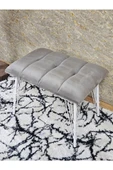 Metal Beyaz Tel Ayaklı 60 cm Puf Bench - Puf - Bench - Oturak - Mutfak Oturağı - Antre Oturağı Gri Renk 60 x 40 Boyut/Ebat thumbnail 4