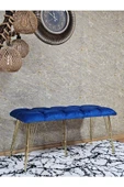 Metal Gold Tel Ayaklı 100 cm Puf Bench - Puf - Bench - Oturak - Mutfak Oturağı - Antre Oturağı Mavi Renk 100 x 40 Boyut/Ebat thumbnail 3