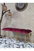 Metal Gold Tel Ayaklı 100 cm Puf Bench - Puf - Bench - Oturak - Mutfak Oturağı - Antre Oturağı Bordo Renk 100 x 40 Boyut/Ebat thumbnail 1