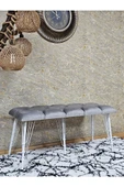 Metal Beyaz Tel Ayaklı 100 cm Puf Bench - Puf - Bench - Oturak - Mutfak Oturağı - Antre Oturağı Gri Renk 100 x 40 Boyut/Ebat thumbnail 3