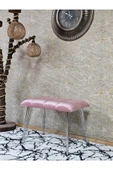 Metal Krom Tel Ayaklı 60 cm Puf Bench - Puf - Bench - Oturak - Mutfak Oturağı - Antre Oturağı Pembe Renk 60 x 40 Boyut/Ebat thumbnail 1