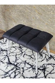 Metal Beyaz Tel Ayaklı 60 cm Puf Bench - Puf - Bench - Oturak - Mutfak Oturağı - Antre Oturağı Füme Renk 60 x 40 Boyut/Ebat thumbnail 4
