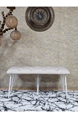 Metal Beyaz Tel Ayaklı 100 cm Puf Bench - Puf - Bench - Oturak - Mutfak Oturağı - Antre Oturağı Krem Renk 100 x 40 Boyut/Ebat thumbnail 2