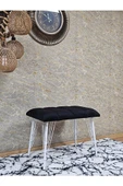 Metal Beyaz Tel Ayaklı 60 cm Puf Bench - Puf - Bench - Oturak - Mutfak Oturağı - Antre Oturağı Siyah Renk 60 x 40 Boyut/Ebat thumbnail 3