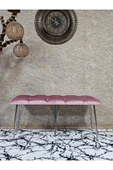 Metal Krom Tel Ayaklı 100 cm Puf Bench - Puf - Bench - Oturak - Mutfak Oturağı - Antre Oturağı Pembe Renk 100 x 40 Boyut/Ebat - 2