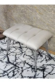 Metal Krom Tel Ayaklı 60 cm Puf Bench - Puf - Bench - Oturak - Mutfak Oturağı - Antre Oturağı Krem Renk 60 x 40 Boyut/Ebat thumbnail 4