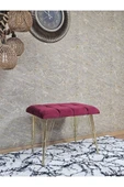 Metal Gold Tel Ayaklı 60 cm Puf Bench - Puf - Bench - Oturak - Mutfak Oturağı - Antre Oturağı Bordo Renk 60 x 40 Boyut/Ebat thumbnail 3