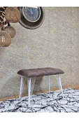 Metal Beyaz Tel Ayaklı 60 cm Puf Bench - Puf - Bench - Oturak - Mutfak Oturağı - Antre Oturağı Kahverengi Renk 60 x 40 Boyut/Ebat thumbnail 3
