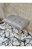 Metal Gold Tel Ayaklı 60 cm Puf Bench - Puf - Bench - Oturak - Mutfak Oturağı - Antre Oturağı Gri Renk 60 x 40 Boyut/Ebat thumbnail 4