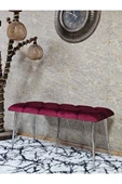 Metal Krom Tel Ayaklı 100 cm Puf Bench - Puf - Bench - Oturak - Mutfak Oturağı - Antre Oturağı Bordo Renk 100 x 40 Boyut/Ebat thumbnail 1