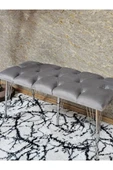 Metal Krom Tel Ayaklı 100 cm Puf Bench - Puf - Bench - Oturak - Mutfak Oturağı - Antre Oturağı Gri Renk 100 x 40 Boyut/Ebat thumbnail 4