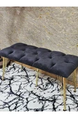 Metal Gold Tel Ayaklı 100 cm Puf Bench - Puf - Bench - Oturak - Mutfak Oturağı - Antre Oturağı Füme Renk 100 x 40 Boyut/Ebat thumbnail 4