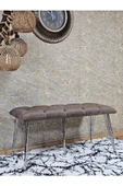 Metal Krom Tel Ayaklı 100 cm Puf Bench - Puf - Bench - Oturak - Mutfak Oturağı - Antre Oturağı Kahverengi Renk 100 x 40 Boyut/Ebat thumbnail 3