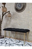 Metal Gold Tel Ayaklı 100 cm Puf Bench - Puf - Bench - Oturak - Mutfak Oturağı - Antre Oturağı Siyah Renk 100 x 40 Boyut/Ebat thumbnail 1