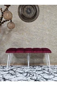 Metal Beyaz Tel Ayaklı 100 cm Puf Bench - Puf - Bench - Oturak - Mutfak Oturağı - Antre Oturağı Bordo Renk 100 x 40 Boyut/Ebat thumbnail 2