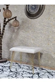 Metal Gold Tel Ayaklı 60 cm Puf Bench - Puf - Bench - Oturak - Mutfak Oturağı - Antre Oturağı Krem Renk 60 x 40 Boyut/Ebat - 1
