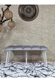 Metal Beyaz Tel Ayaklı 100 cm Puf Bench - Puf - Bench - Oturak - Mutfak Oturağı - Antre Oturağı Gri Renk 100 x 40 Boyut/Ebat thumbnail 2