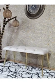 Metal Gold Tel Ayaklı 100 cm Puf Bench - Puf - Bench - Oturak - Mutfak Oturağı - Antre Oturağı Krem Renk 100 x 40 Boyut/Ebat - 1