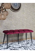 Metal Siyah Tel Ayaklı 100 cm Puf Bench - Puf - Bench - Oturak - Mutfak Oturağı - Antre Oturağı Bordo Renk 100 x 40 Boyut/Ebat thumbnail 3