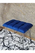 Metal Krom Tel Ayaklı 60 cm Puf Bench - Puf - Bench - Oturak - Mutfak Oturağı - Antre Oturağı Mavi Renk 60 x 40 Boyut/Ebat - 4
