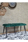 Metal Siyah Tel Ayaklı 100 cm Puf Bench - Puf - Bench - Oturak - Mutfak Oturağı - Antre Oturağı Yeşil Renk 100 x 40 Boyut/Ebat thumbnail 3