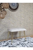 Metal Gold Tel Ayaklı 60 cm Puf Bench - Puf - Bench - Oturak - Mutfak Oturağı - Antre Oturağı Krem Renk 60 x 40 Boyut/Ebat - 3