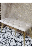 Metal Gold Tel Ayaklı 100 cm Puf Bench - Puf - Bench - Oturak - Mutfak Oturağı - Antre Oturağı Krem Renk 100 x 40 Boyut/Ebat - 4